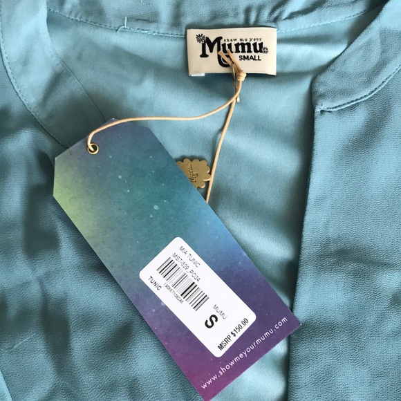 BNWT SHOW ME YOUR MUMU aqua flowy TUNIC Sz M - Picture 3 of 4